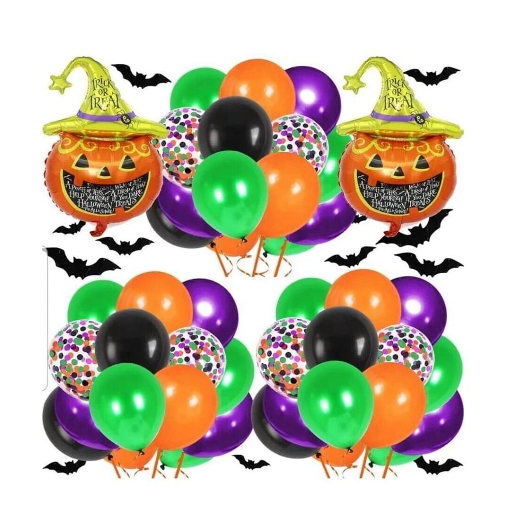 Halloween Party Balloon decor Pack Confetti Pumpkins jack o lantern wedding 72pc